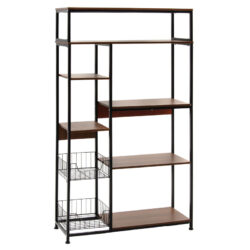 Ραφιέρα επιδαπέδια Leena pakoworld μέταλλο dark oak-μαύρο 80x30x142εκ