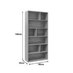 Βιβλιοθήκη Evergin pakoworld mdf σε oak απόχρωση 80x30x180εκ - Image 3