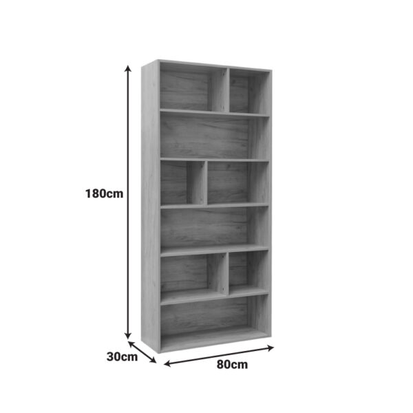 Βιβλιοθήκη Evergin pakoworld mdf σε oak απόχρωση 80x30x180εκ - Image 3