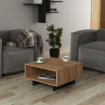 Τραπέζι σαλονιού Hola pakoworld φυσικό-ανθρακί 60x60x32εκ - Image 2