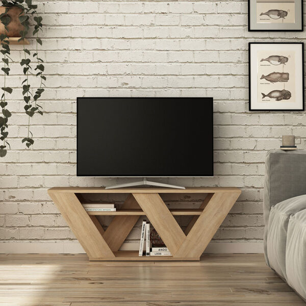 Έπιπλο τηλεόρασης Pipralla pakoworld φυσικό 110x30x40εκ - Image 2