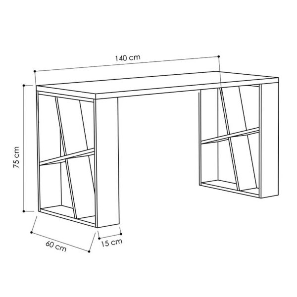 Γραφείο Honey pakoworld χρώμα λευκό - light oak 140x60x75εκ - Image 3