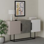 Μπουφές Estella pakoworld γκρι antique-μόκα-λευκό 150x42x79.5εκ - Image 2