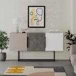 Μπουφές Estella pakoworld γκρι antique-μόκα-λευκό 150x42x79.5εκ - Image 4