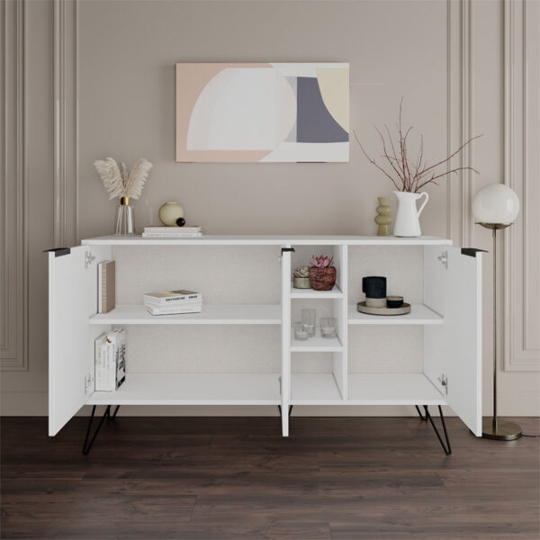 Μπουφές Clara pakoworld λευκό 142x35.5x83εκ - Image 3