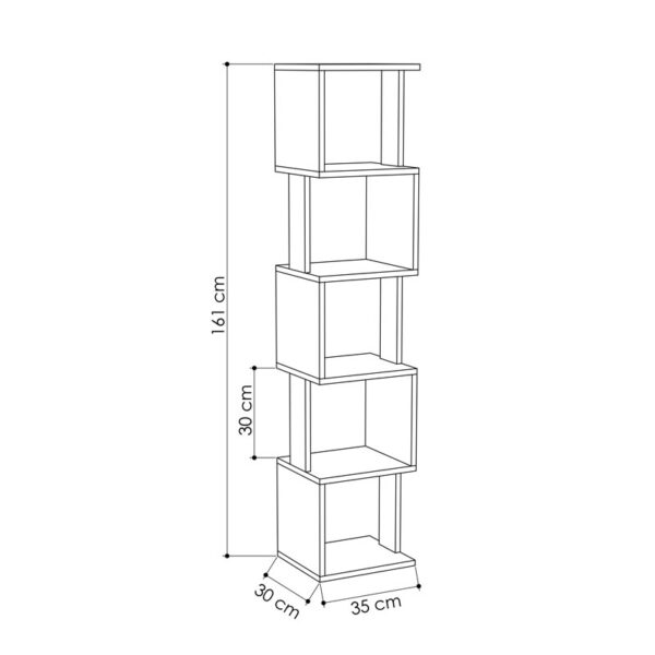 Βιβλιοθήκη - στήλη Piri pakoworld λευκό μελαμίνης 35x30x161εκ - Image 4