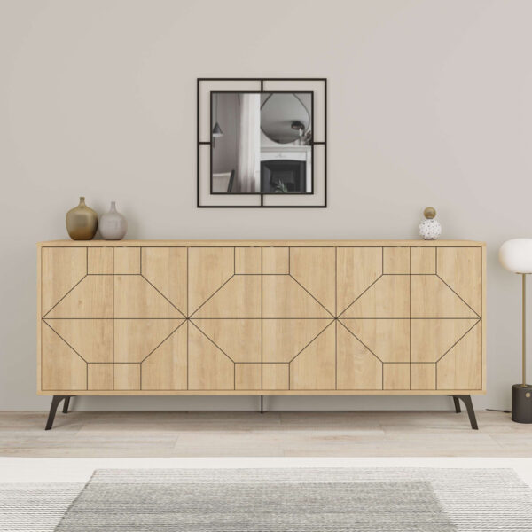 Μπουφές Dune pakoworld σε φυσική απόχρωση 181x35x77.4εκ - Image 3
