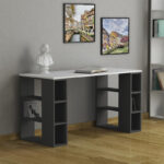 Γραφείο Colmar pakoworld σε λευκή-ανθρακί απόχρωση 140x60x75εκ - Image 2