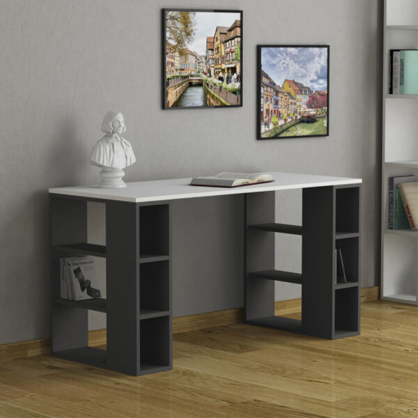 Γραφείο Colmar pakoworld σε λευκή-ανθρακί απόχρωση 140x60x75εκ - Image 2