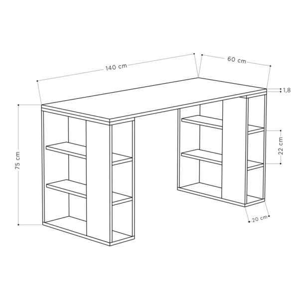 Γραφείο Colmar pakoworld σε oak απόχρωση 140x60x75εκ - Image 4