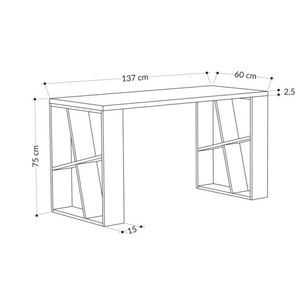 Γραφείο Honey pakoworld σε λευκή-ανθρακί απόχρωση 137x60x75εκ - Image 3