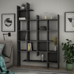 Βιβλιοθήκη Manco pakoworld σε ανθρακί απόχρωση 122x25.5x188εκ - Image 2