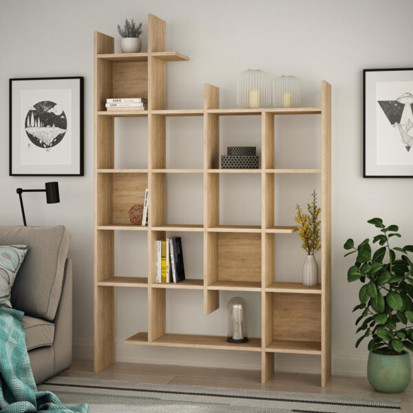 Βιβλιοθήκη Manco pakoworld σε oak απόχρωση 122x25.5x188εκ - Image 2