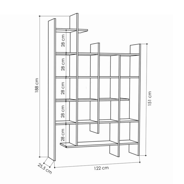 Βιβλιοθήκη Manco pakoworld σε oak απόχρωση 122x25.5x188εκ - Image 3