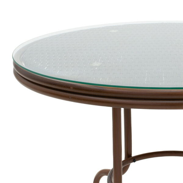 Τραπέζι Paula pakoworld μέταλλο-pe rattan καφέ Φ90x75εκ - Image 2