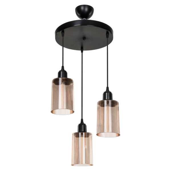 Φωτιστικό οροφής τρίφωτο PWL-1195 pakoworld Ε27 μαύρο-amber Φ30x80εκ - Image 3
