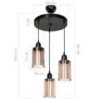 Φωτιστικό οροφής τρίφωτο PWL-1195 pakoworld Ε27 μαύρο-amber Φ30x80εκ - Image 4