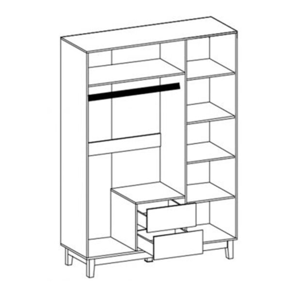 Ντουλάπα Awell pakoworld τρίφυλλη sonoma-λευκό 153.5x54.5x216εκ - Image 3