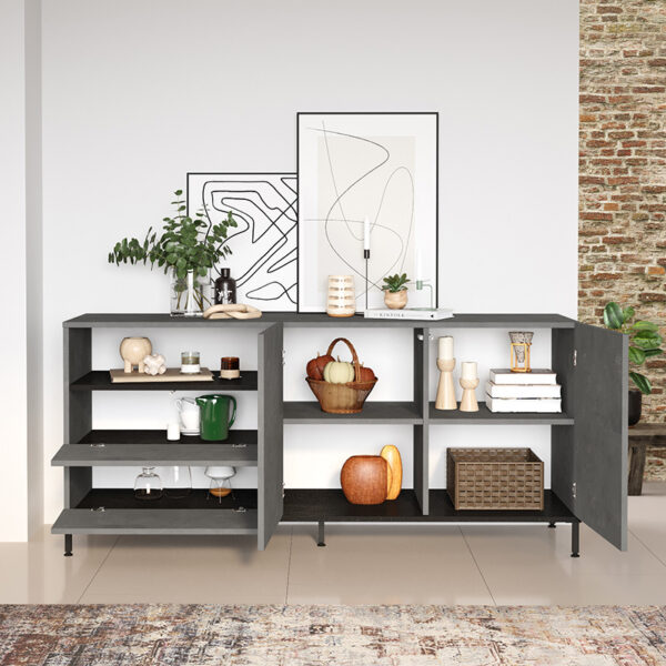 Μπουφές Evaluate pakoworld ανθρακί antique-wenge 170x46.5x75.5εκ - Image 2