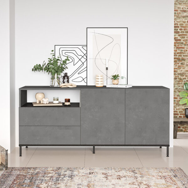 Μπουφές Evaluate pakoworld ανθρακί antique-wenge 170x46.5x75.5εκ - Image 3