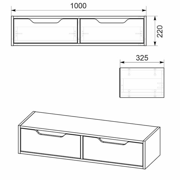 Κονσόλα επιτοίχια Alberto pakoworld σε καρυδί απόχρωση 100x32.5x22εκ - Image 3