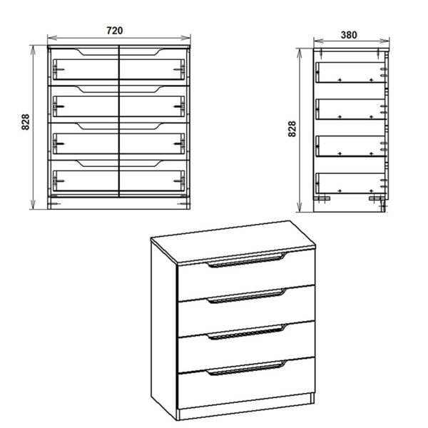 Συρταριέρα Azenor pakoworld 4ων συρταριών sonoma 72x38x83εκ - Image 3