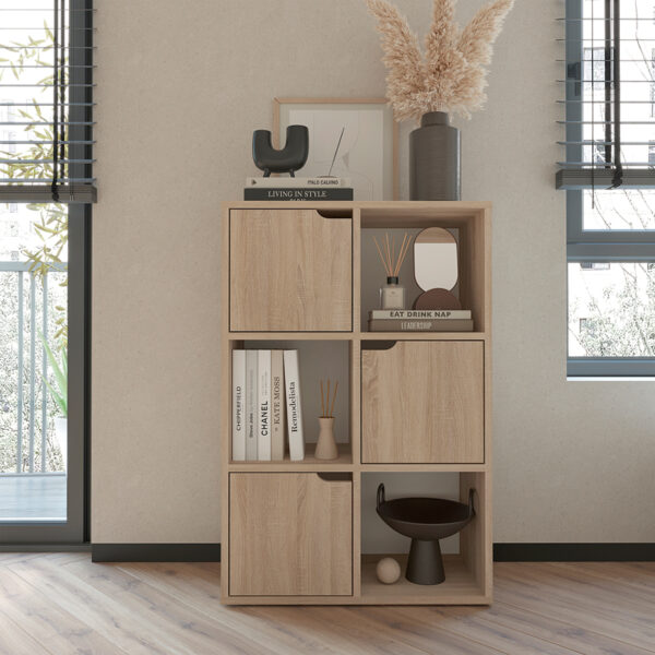 Βιβλιοθήκη Bookel pakoworld μελαμίνης σε sonoma απόχρωση 59.5x27.5x89εκ - Image 2
