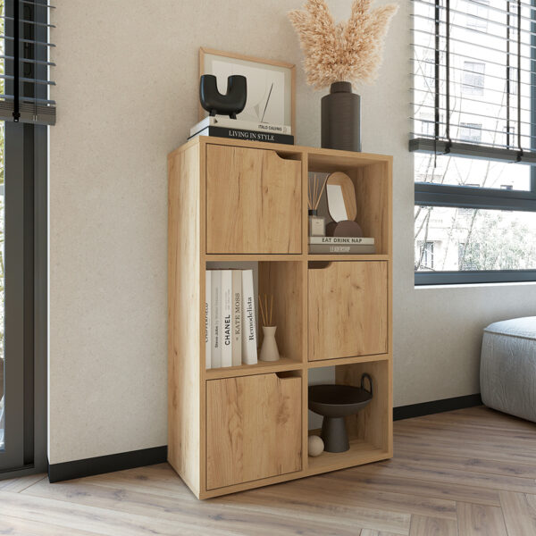 Βιβλιοθήκη Bookel pakoworld μελαμίνης σε oak απόχρωση 59.5x27.5x89εκ - Image 2
