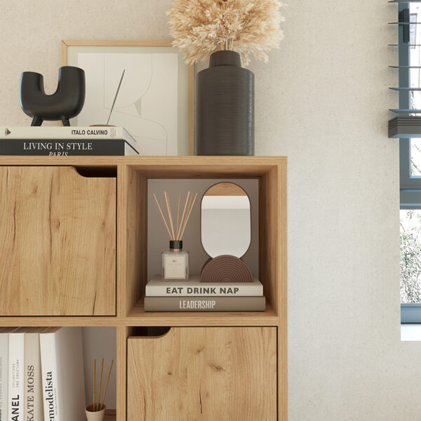 Βιβλιοθήκη Bookel pakoworld μελαμίνης σε oak απόχρωση 59.5x27.5x89εκ - Image 4