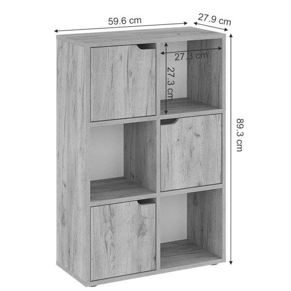 Βιβλιοθήκη Bookel pakoworld μελαμίνης σε oak απόχρωση 59.5x27.5x89εκ - Image 5