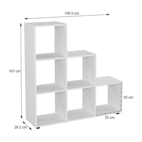 Βιβλιοθήκη Schody pakoworld σε λευκή απόχρωση 105.5x29.2x107εκ - Image 3