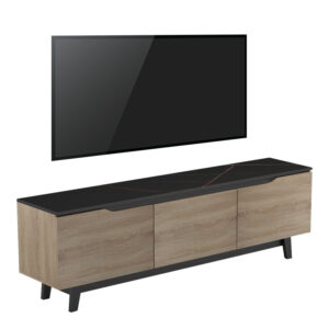 Έπιπλο τηλεόρασης Kasandra pakoworld σε μαύρο μαρμάρου-sonoma απόχρωση 180x35x48.5εκ