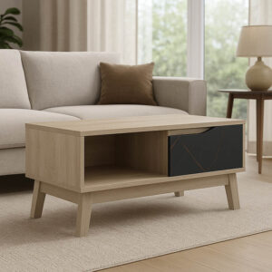 Τραπέζι σαλονιού Judas pakoworld σε μαύρο μαρμάρου-sonoma απόχρωση 90x45x38.5εκ