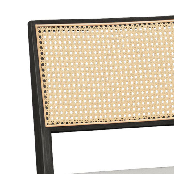 Καρέκλα Winslow pakoworld ξύλο rubberwood μαύρο-pvc rattan φυσικό-ύφασμα γκρι - Image 2