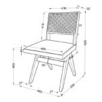 Καρέκλα Winslow pakoworld ξύλο rubberwood μαύρο-pvc rattan φυσικό-ύφασμα γκρι - Image 4