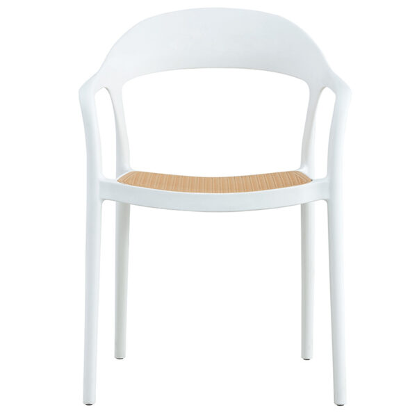 Πολυθρόνα Ember στοιβαζόμενη pakoworld με UV protection PP μπεζ- λευκό 52.5x56.5x81εκ. - Image 4