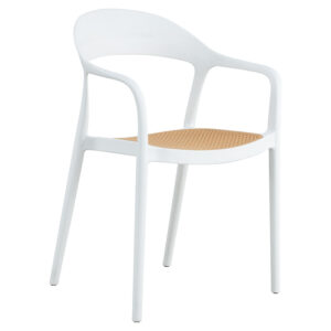 Πολυθρόνα Ember στοιβαζόμενη pakoworld με UV protection PP μπεζ- λευκό 52.5x56.5x81εκ.