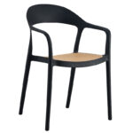 Πολυθρόνα Ember στοιβαζόμενη pakoworld με UV protection PP μπεζ-μαύρο 52.5x56.5x81εκ.