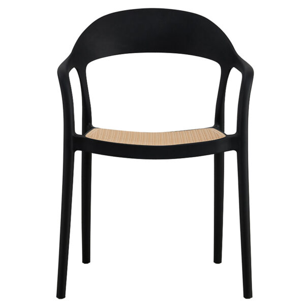 Πολυθρόνα Ember στοιβαζόμενη pakoworld με UV protection PP μπεζ-μαύρο 52.5x56.5x81εκ. - Image 4