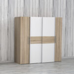 Ντουλάπα ρούχων Closet pakoworld τετράφυλλη sonoma oak-λευκό μελαμίνης 200x61.5x190.5εκ - Image 2