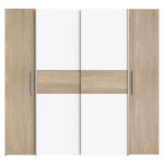 Ντουλάπα ρούχων Closet pakoworld τετράφυλλη sonoma oak-λευκό μελαμίνης 200x61.5x190.5εκ - Image 3