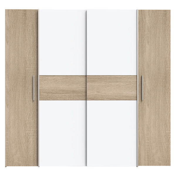 Ντουλάπα ρούχων Closet pakoworld τετράφυλλη sonoma oak-λευκό μελαμίνης 200x61.5x190.5εκ - Image 3