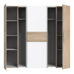 Ντουλάπα ρούχων Closet pakoworld τετράφυλλη sonoma oak-λευκό μελαμίνης 200x61.5x190.5εκ - Image 4