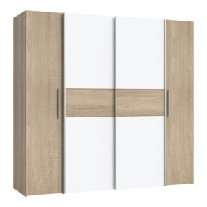 Ντουλάπα ρούχων Closet pakoworld τετράφυλλη sonoma oak-λευκό μελαμίνης 200x61.5x190.5εκ