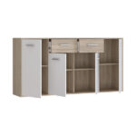 Μπουφές Drepen pakoworld μελαμίνη σε λευκό και sonoma χρώμα 162.3x34.2x81.7εκ - Image 4