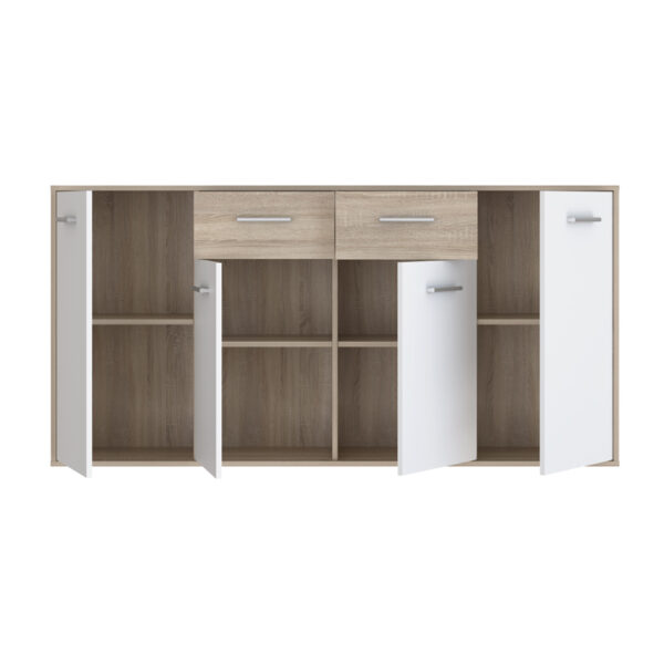 Μπουφές Drepen pakoworld μελαμίνη σε λευκό και sonoma χρώμα 162.3x34.2x81.7εκ - Image 5