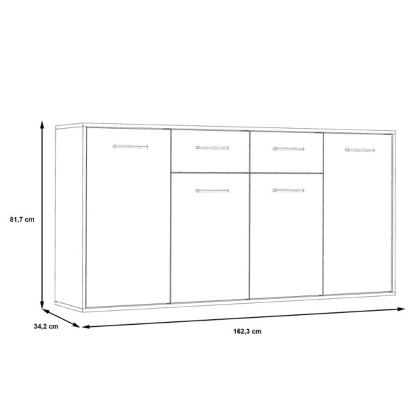 Μπουφές Drepen pakoworld μελαμίνη σε λευκό και sonoma χρώμα 162.3x34.2x81.7εκ - Image 6