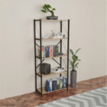 Βιβλιοθήκη Draizy pakoworld oak μελαμίνης-μαύρο μέταλλο 63x30x150εκ - Image 2