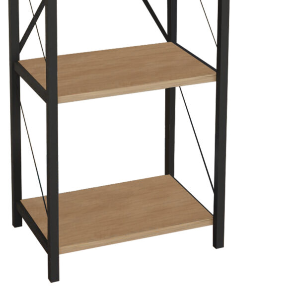 Βιβλιοθήκη Glase pakoworld oak μελαμίνης-μαύρο μέταλλο 40x30x150εκ - Image 3