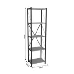 Βιβλιοθήκη Glase pakoworld oak μελαμίνης-μαύρο μέταλλο 40x30x150εκ - Image 4